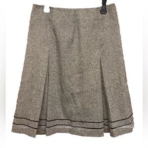 Trousers Etc. Gray & Black Wool & Silk Blend Pleated Skirt Velvet Trim Size 6